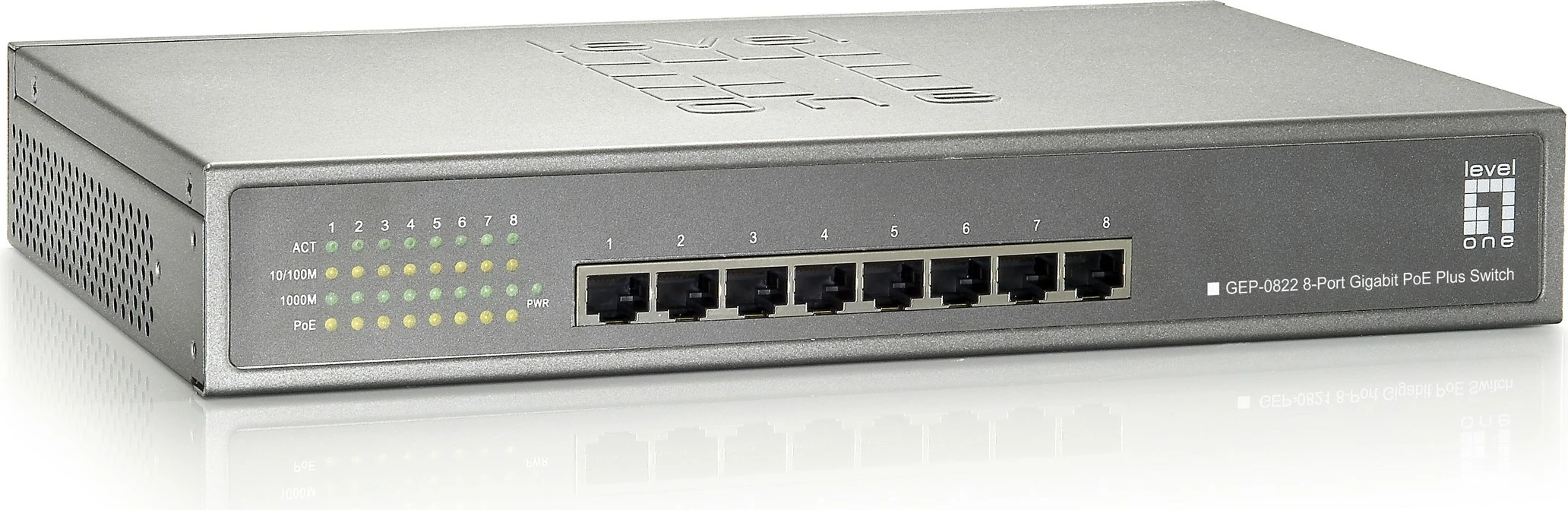 Switch LevelOne 8-Port Gigabit PoE, 240W, Rackmount