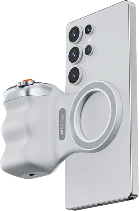 Mbajtëse dore magnetike për celular Telesin MagSafe Fun Shot Grip2 P5-MP-001WH, 130 mAh, e bardhë