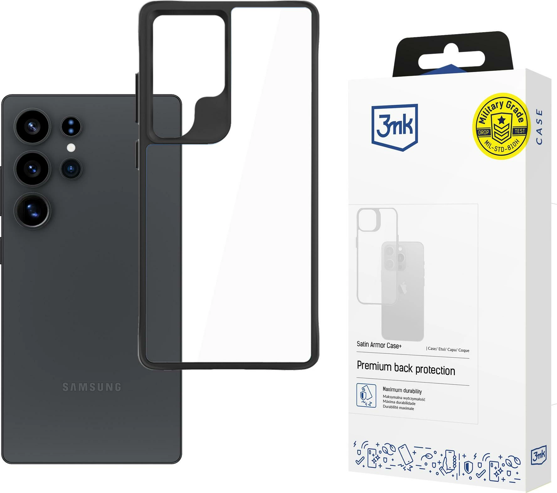 Mbështjellës 3mk Satin Armor Case+ për Samsung Galaxy S25 Ultra, Transparent