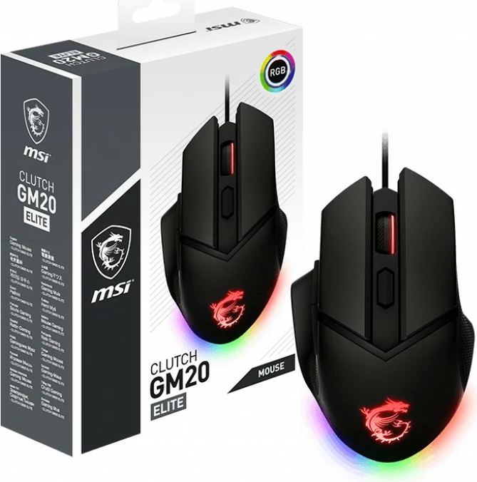 Maus gaming MSI CLUTCH GM20 ELITE, 6400 DPI, 6 butona, RGB, i zi