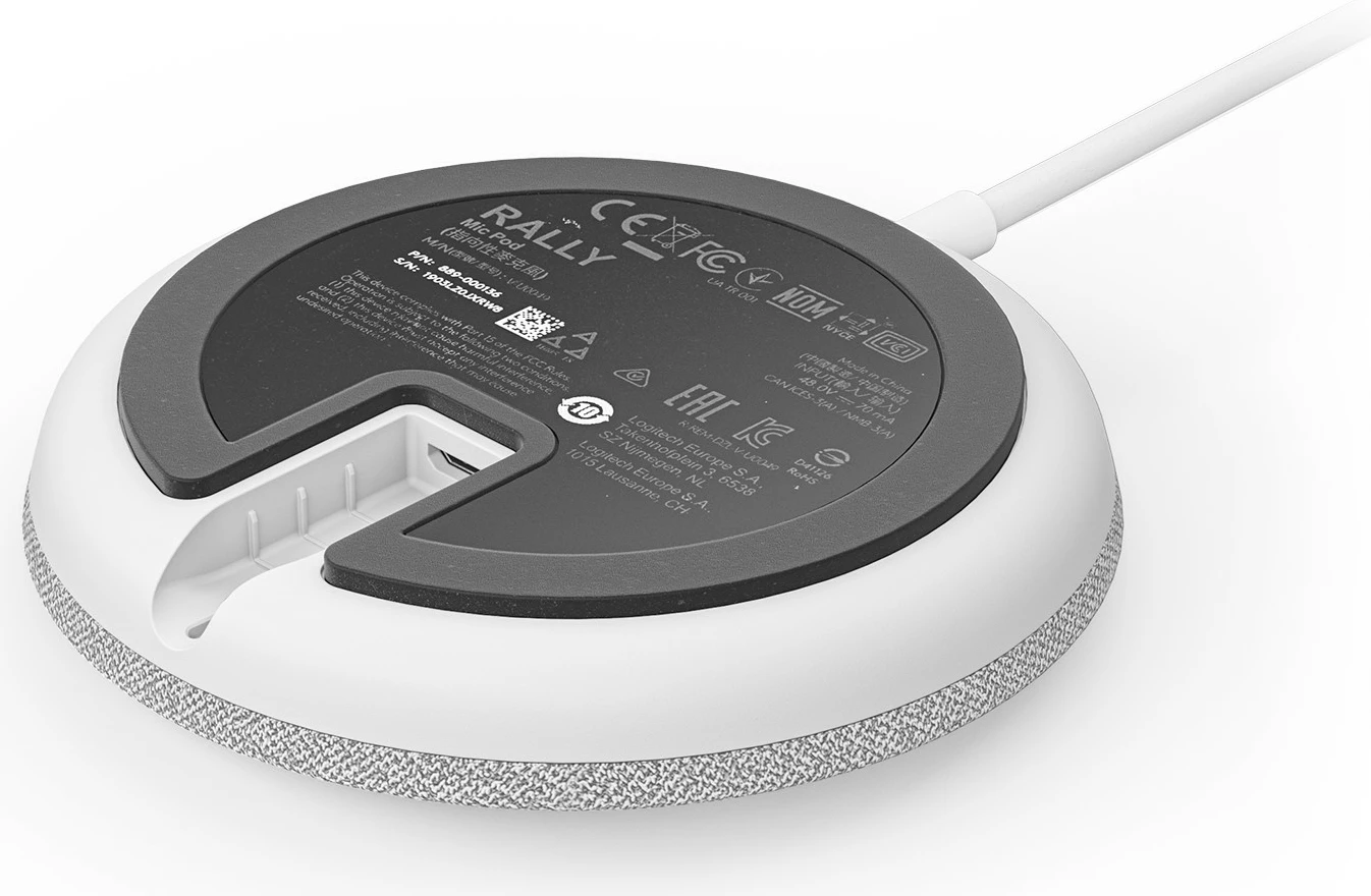 Mikrofon tavoline Logitech Rally Mic Pod, i bardhë