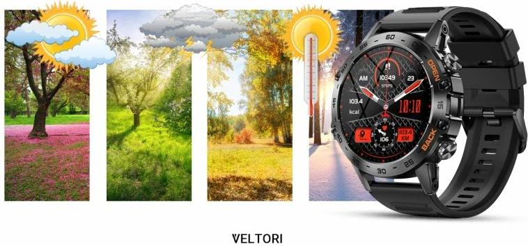 Smartwatch VELTORI unisex, e zezë