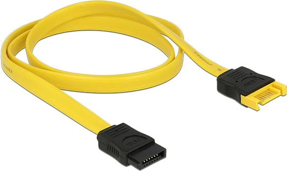 Kabllo SATA DeLOCK 0.7 m SATA III 6 Gbit/s, 7-pin, mashkull/femër, zi/verdhe