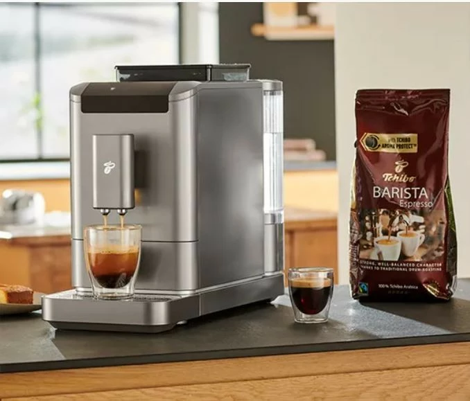 Ekspres kafeje automatik, Tchibo, Esperto2 Caff 618791, 19 bar, mulli çeliku konik, depozitë ujit 1.4L, kontejner kokrrash 300g, Silver