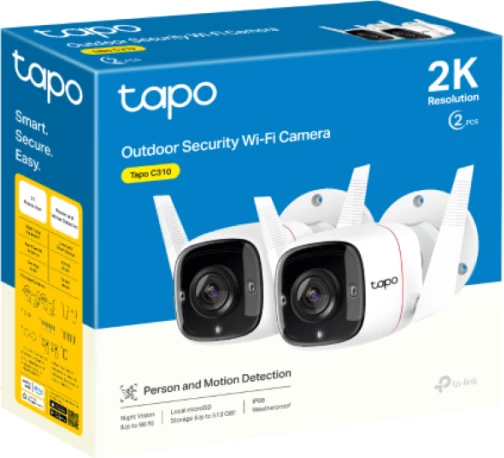 kamera sigurie Wi‑Fi e jashtme TP-Link Tapo C310P2 V2 3MP IP66, e bardhë, set 2 copë