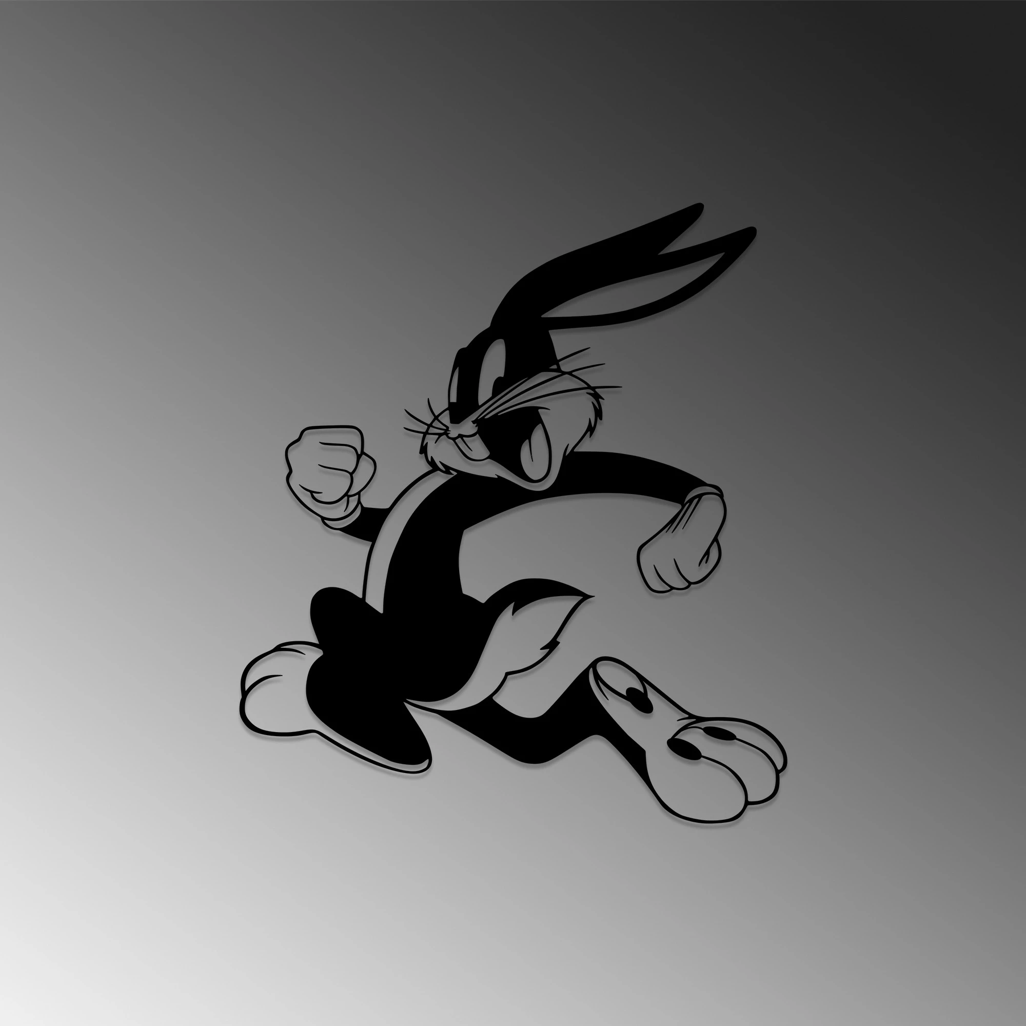 Aksesor dekorativ metalik për mur, Bugs Bunny 2, ngjyrë e zezë, 62x70cm