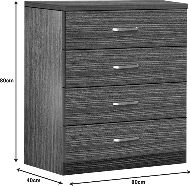 Komodë me 4 sirtarë Killian zebrano 80x40x80cm