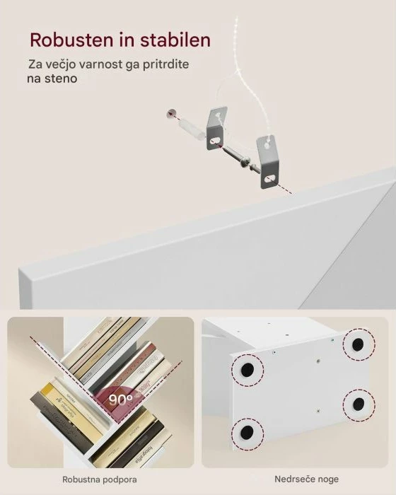 Raft librash VASAGLE LBC11WTV1, formë peme, 9 nivele, 50x25x141 cm, e bardhë