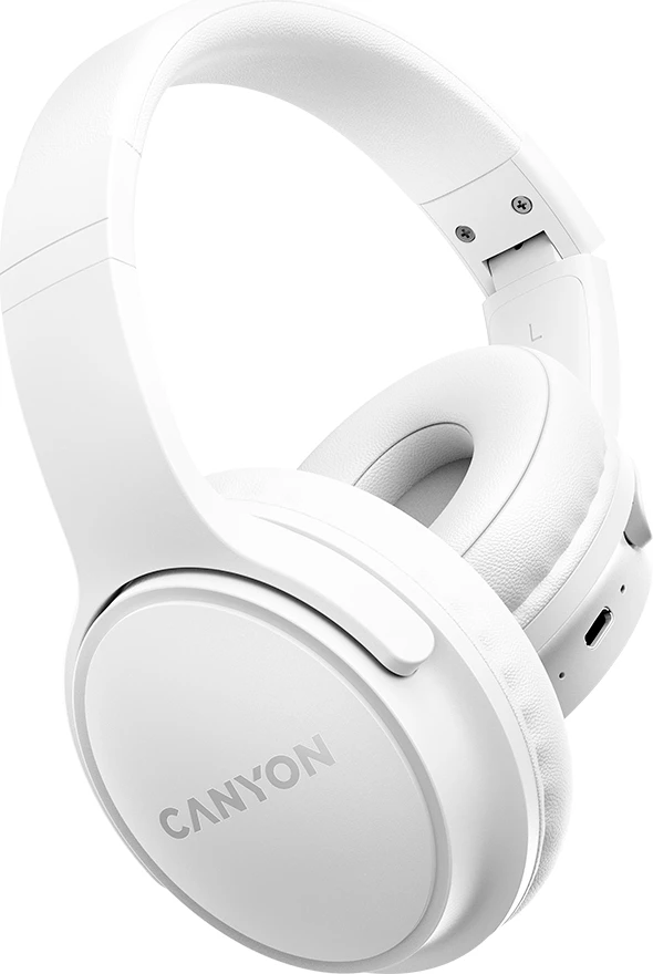 Kufje CANYON OnRiff 4, Bluetooth 5.3, 50 orë bateri, over-ear, 3.5mm/USB-C, të bardha