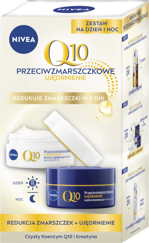 Set kremë fytyre kundër rrudhave Nivea Q10 Firming për femra 2x50ml