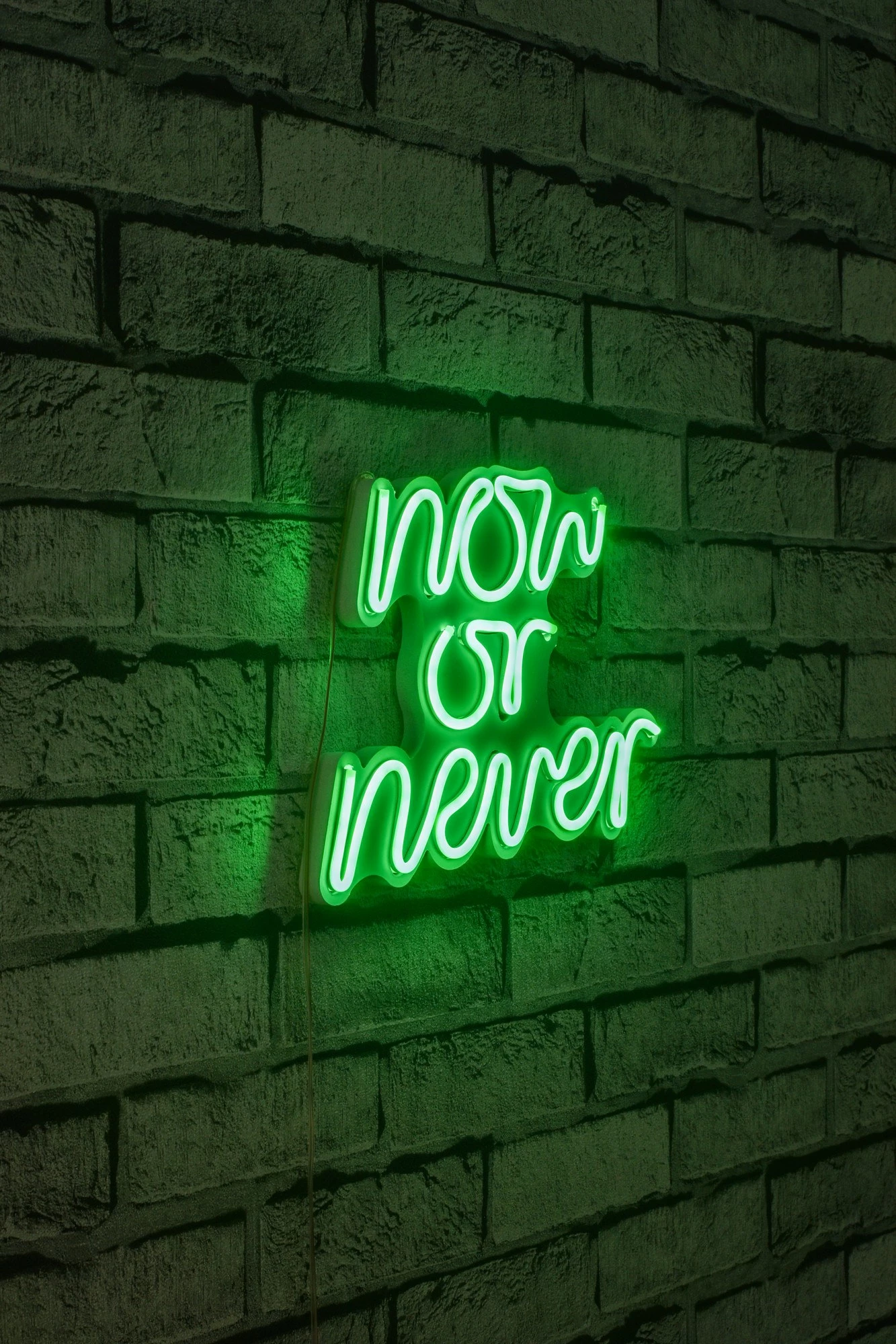 Dekor dritash LED plastike, 'Now or Never', ngjyrë e gjelbër