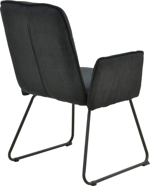 Karrige me krah Essential, set prej 4 copash, stof i zi, këmbë metalike të zeza, 55.5x59x89cm