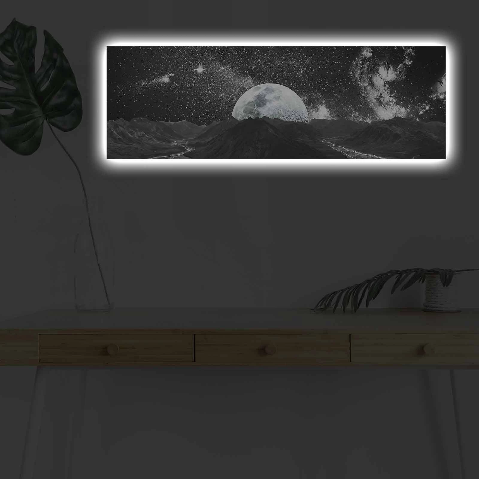 Pikturë dekorative me drita LED, Wallity, 3090NASA-009, shumëngjyrëshe, 30x90cm