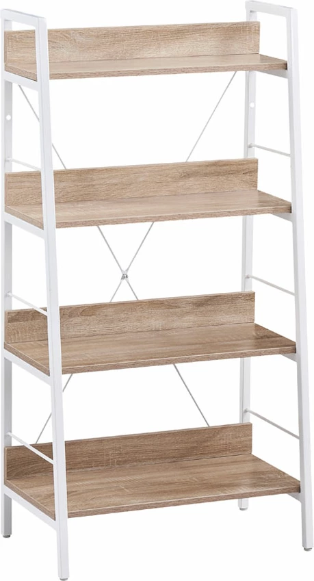 Raft librash me 4 rafte, ngjyrë sonoma e bardhë, 60x35x117 cm