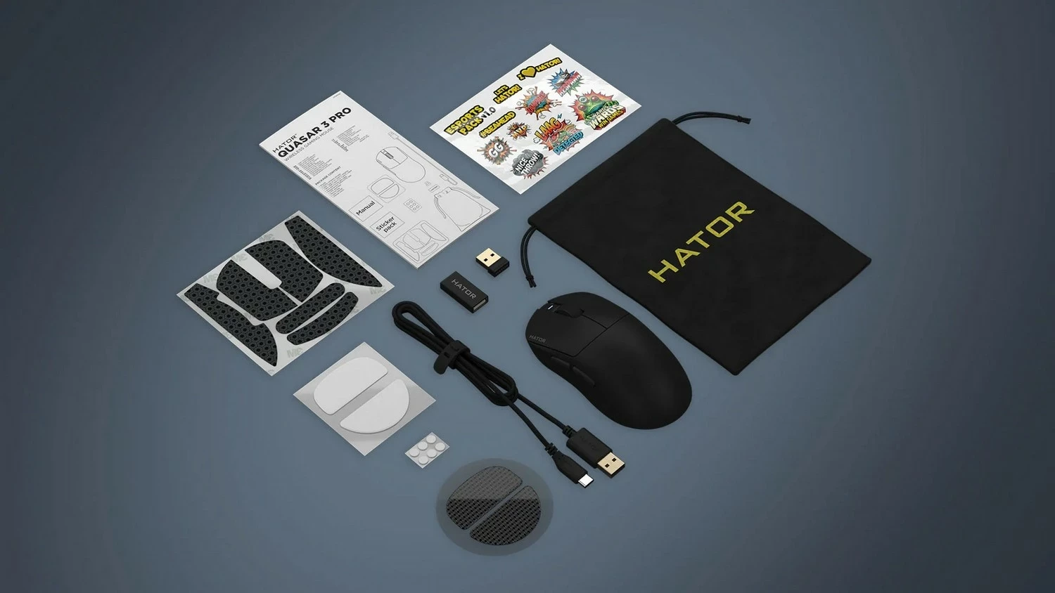 Maus gaming Hator Quasar 3 Pro Wireless, 30000 DPI, Bluetooth/2.4GHz + USB-C, i zi