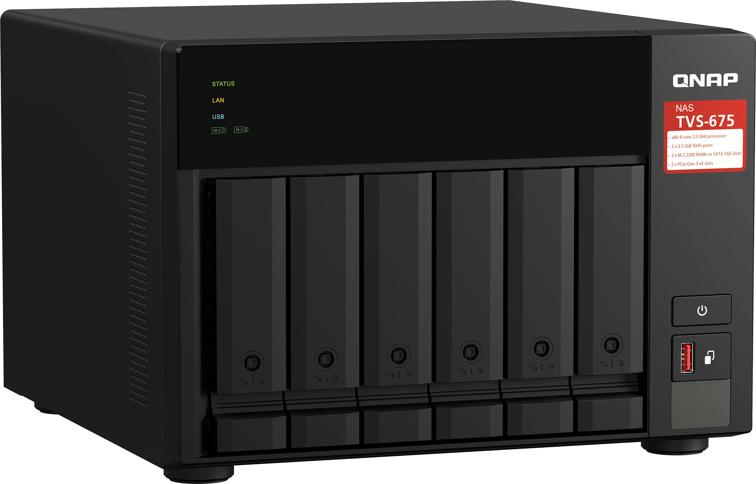 NAS QNAP TVS-675, 8GB DDR4, 6-Bay Tower, 2x 2.5GbE, HDMI 4K, i zi
