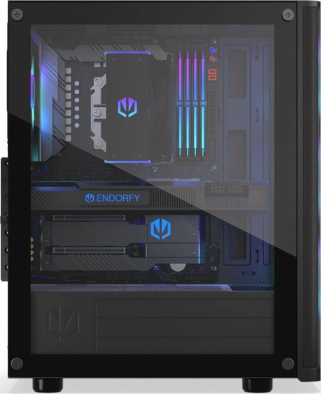 Kasë Endorfy Ventum 200 ARGB EY2A014 Midi Tower ATX me xham të kalitur, 4x120mm PWM ARGB fans, pa PSU, e zezë