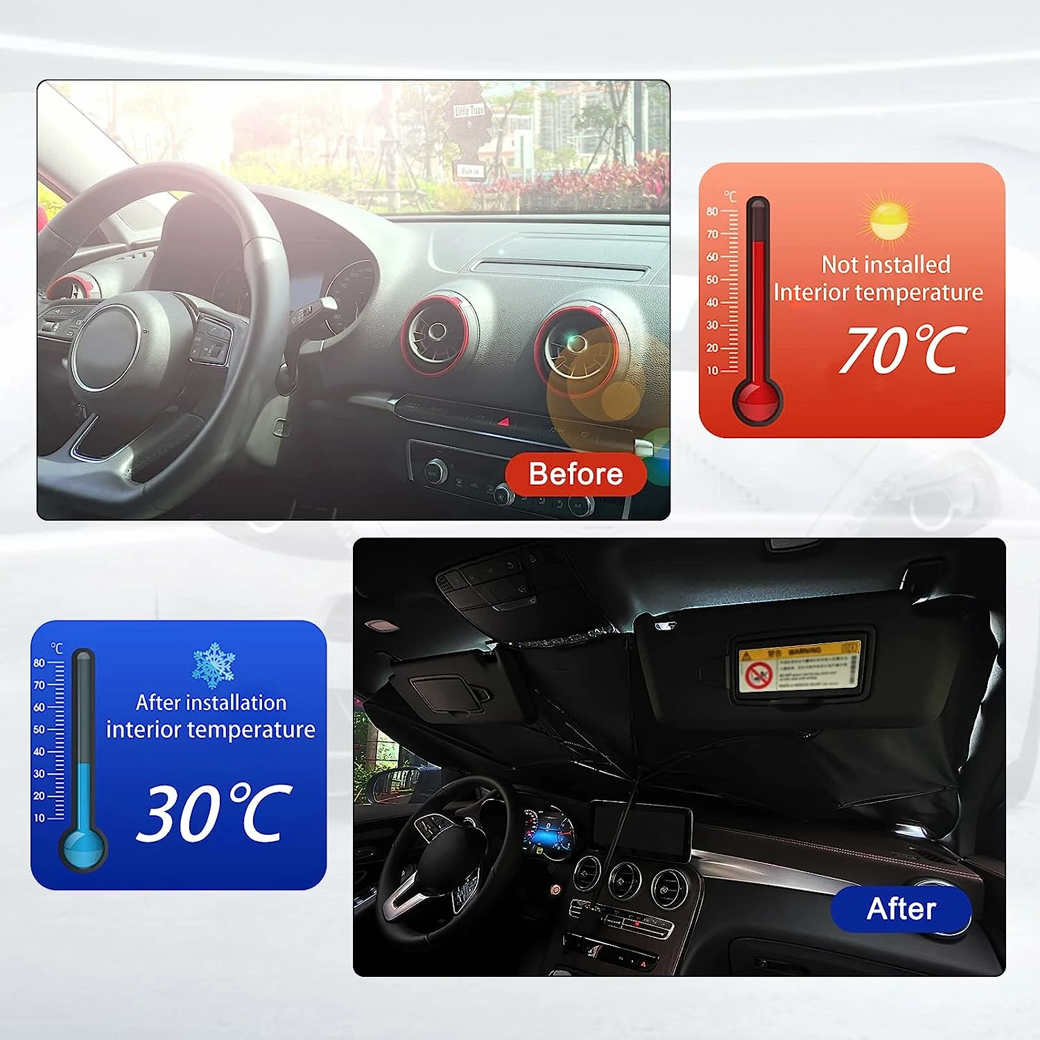 Ombrellë mbrojtëse nga rrezet e diellit për makinë, S