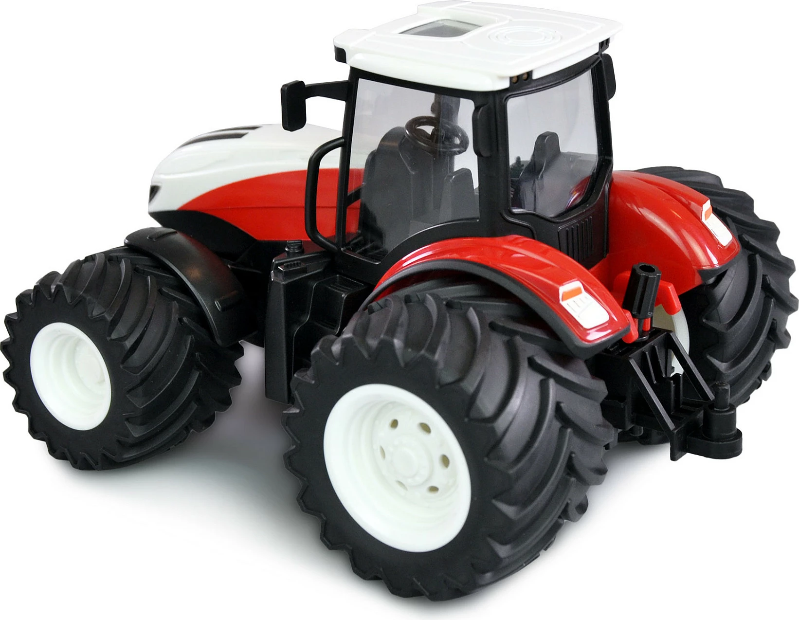 Traktor lodër RC AMEWI 22601, 1:24, 2.4 GHz, bateri 500 mAh, me drita, kuq/bardhë/zi + rimorkio e gjelbër
