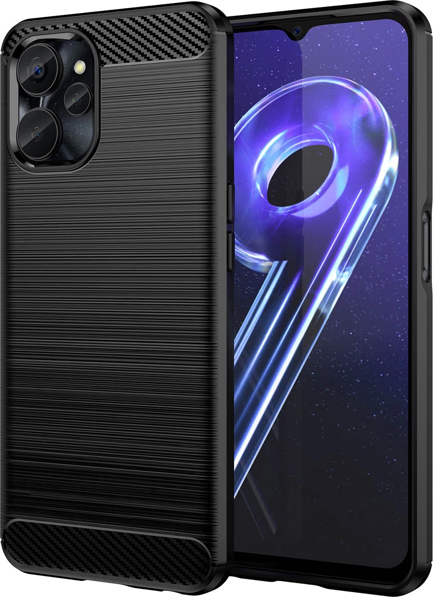 Mbështjellës Hurtel Carbon Case për Realme 10 5G / Realme 9i 5G, TPU, i zi