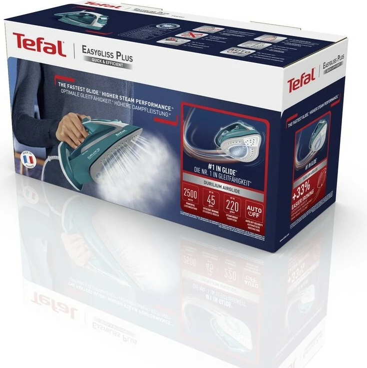 Hekur Tefal FV 5737 Easygliss Plus, 2500W, 0.27L, turkuaz/bardhë