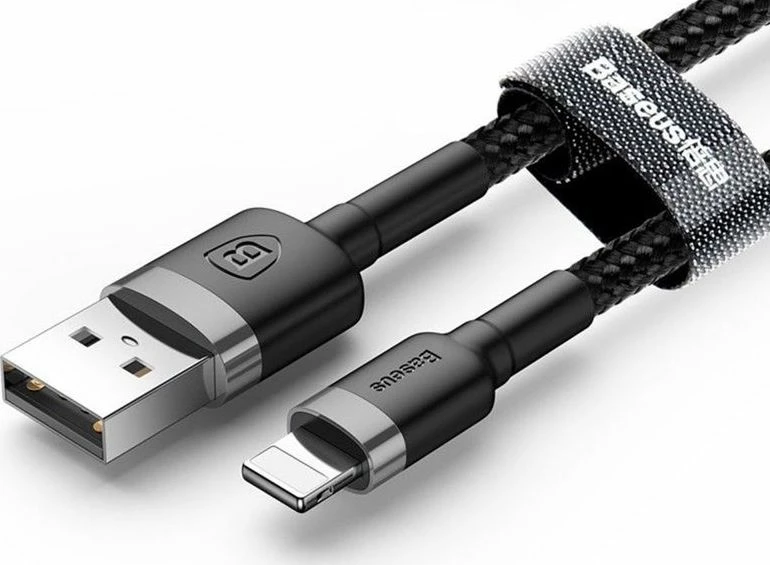Kabllo USB-A në Lightning Baseus Kevlar 2 m 1.5A USB 2.0 e zezë/gri