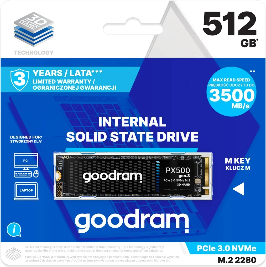 SSD Goodram PX500 GEN.3, 512 GB, M.2 PCIe 3.0