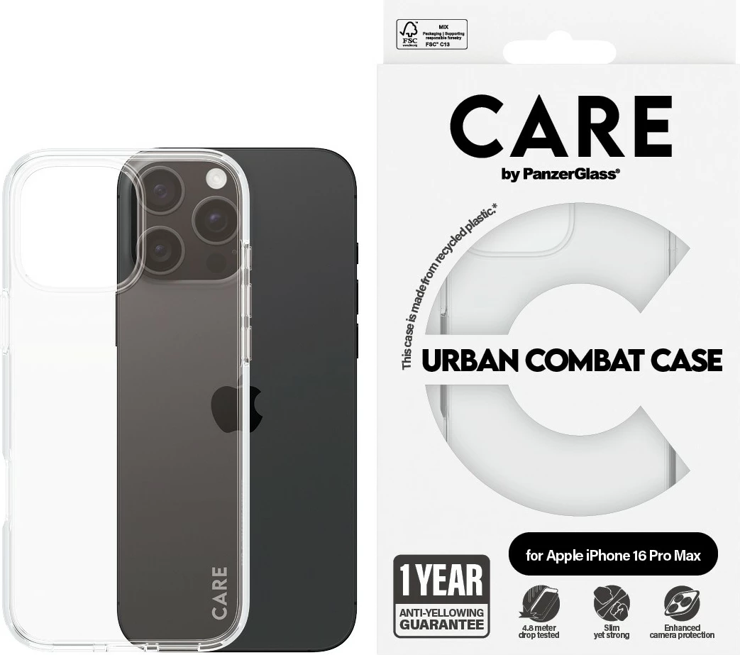 Mbështjellës PanzerGlass CARE Case Flagship Clear për iPhone 16 Pro Max transparent
