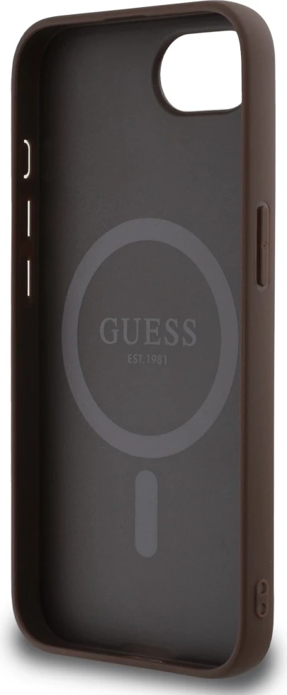 Mbështjellës Guess 4G Ring Classic Logo MagSafe për iPhone 16e, Kafe