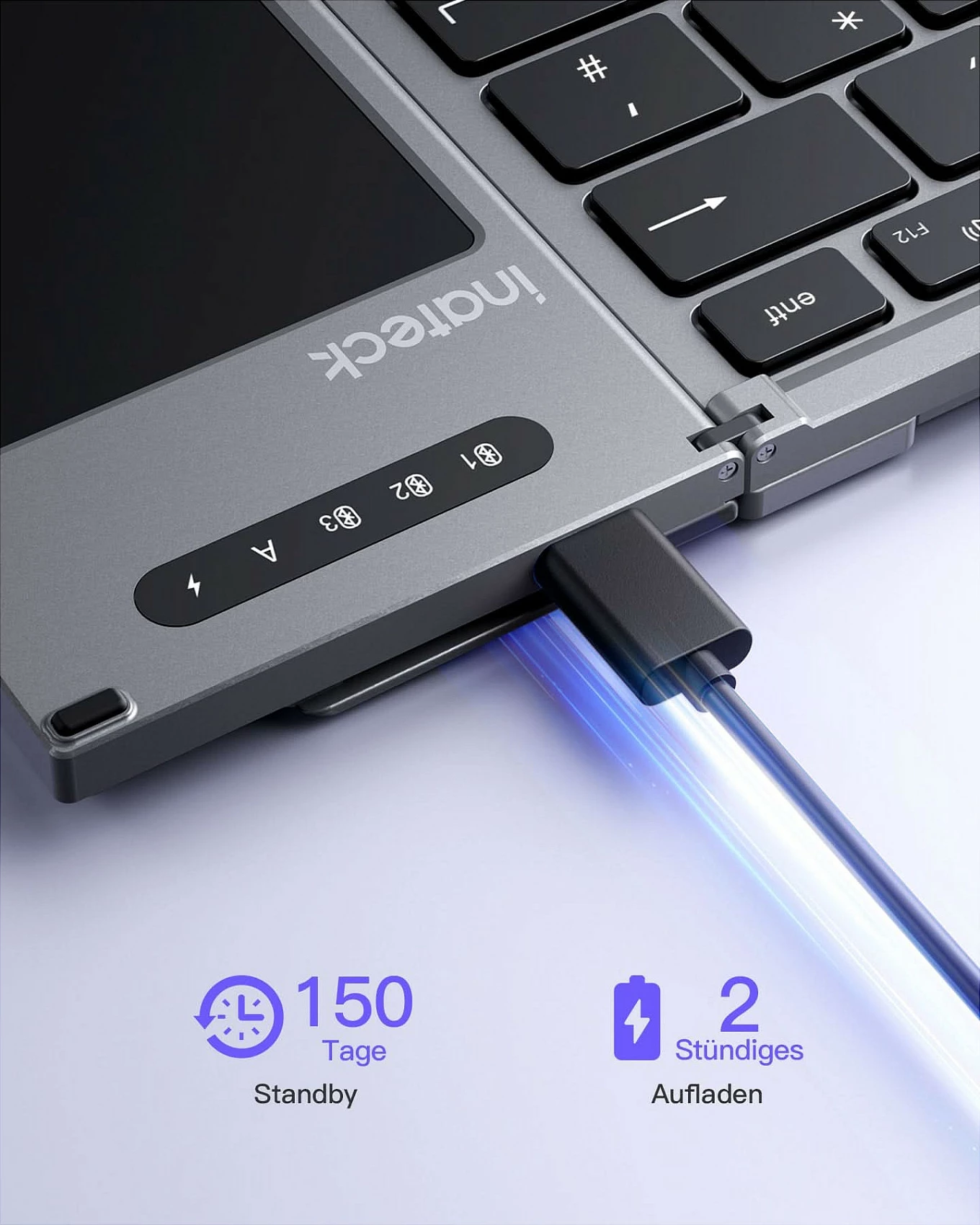 Tastierë për tablet inateck Tablet Keyboard QWERTZ, Bluetooth 5.3, me touchpad, USB-C, e zezë