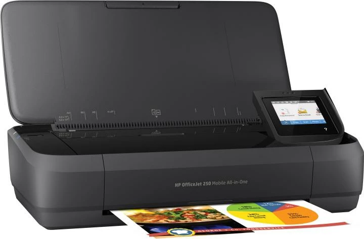 Printer multifunksional HP OfficeJet 250 Mobile CZ992A#BHC, inkjet, AIO portativ me bateri, Wi‑Fi Direct, 6.5–8 ppm
