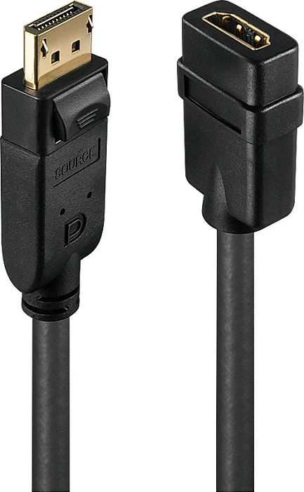Adaptor/konvertues Lindy DisplayPort 1.2 në HDMI 1.3, 0.15 m, i zi