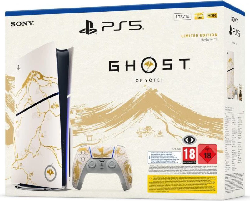 Konzolë PS5 Sony Ghost of Yotei Gold Limited Edition Slim 1TB bardhë