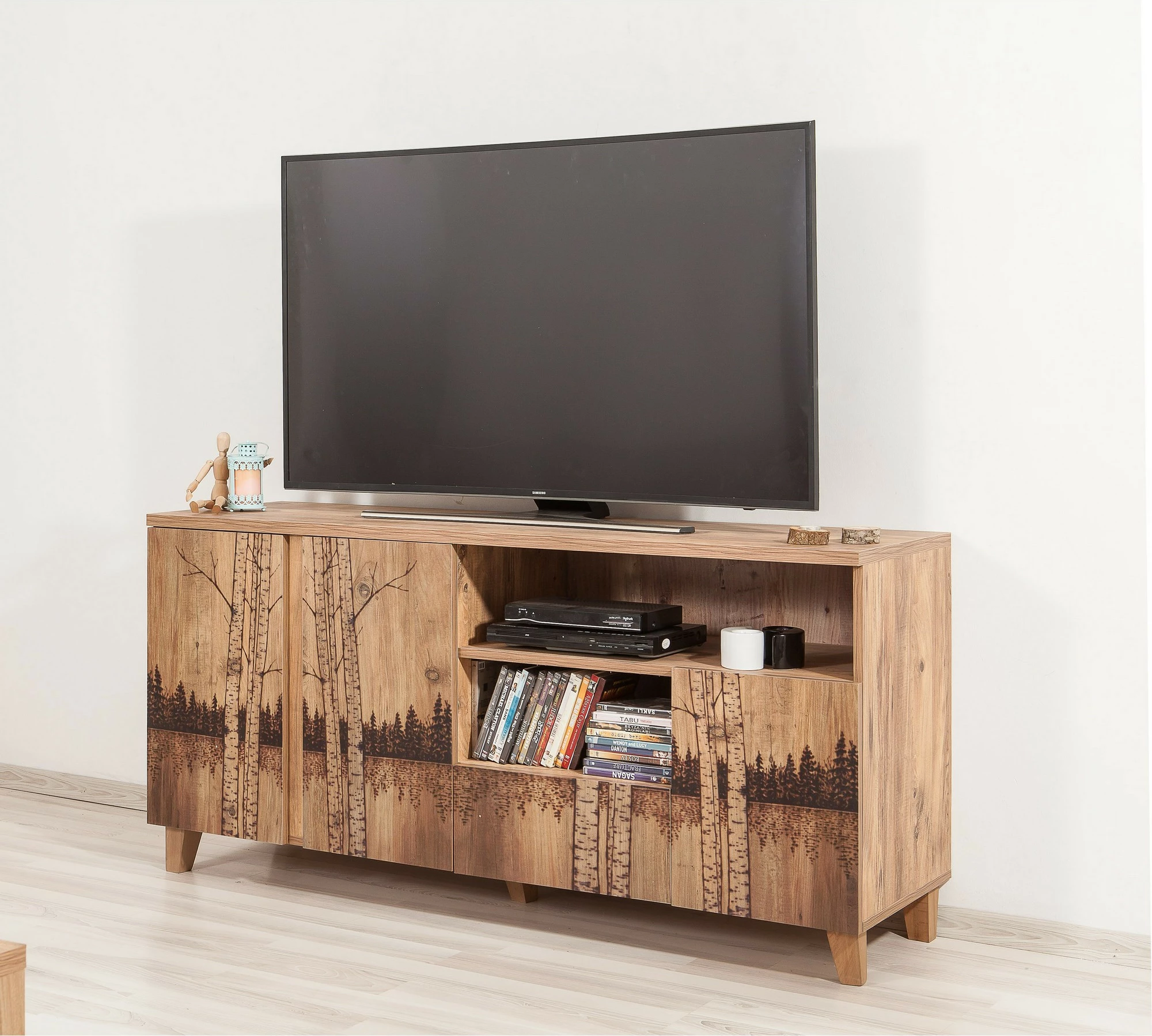 Komodë TV Hanah Home, Marina Mila, ngjyrë Atlantic Pine, 160x76x45cm