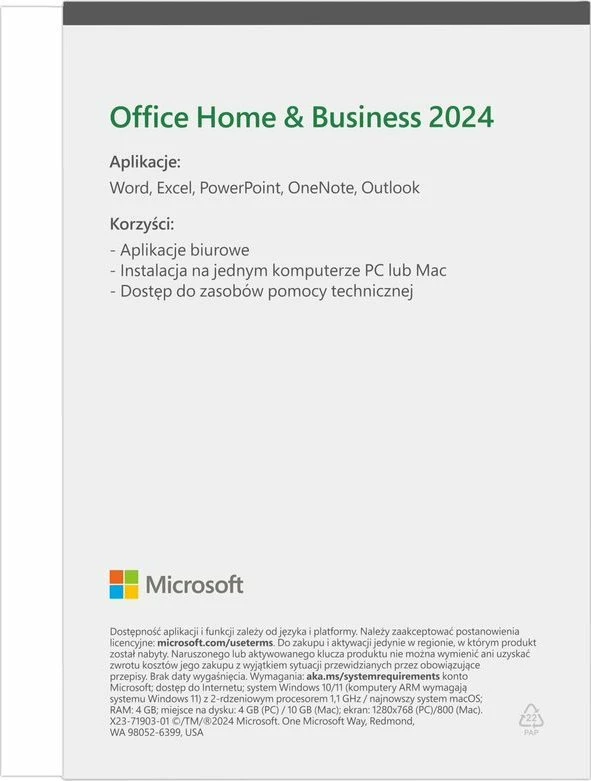 Suitë Microsoft Office Home & Business 2024 EP2-06675, licencë e përhershme, 1 PC/Mac, PL