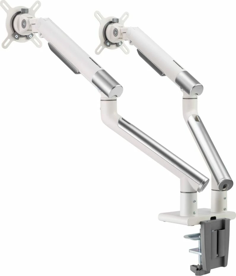 Mbajtëse monitori për tavolinë Art RAMM L-20GD, për 2 monitorë 17\"-32\", VESA 75x75/100x100, deri 9 kg, gas spring, e bardhë