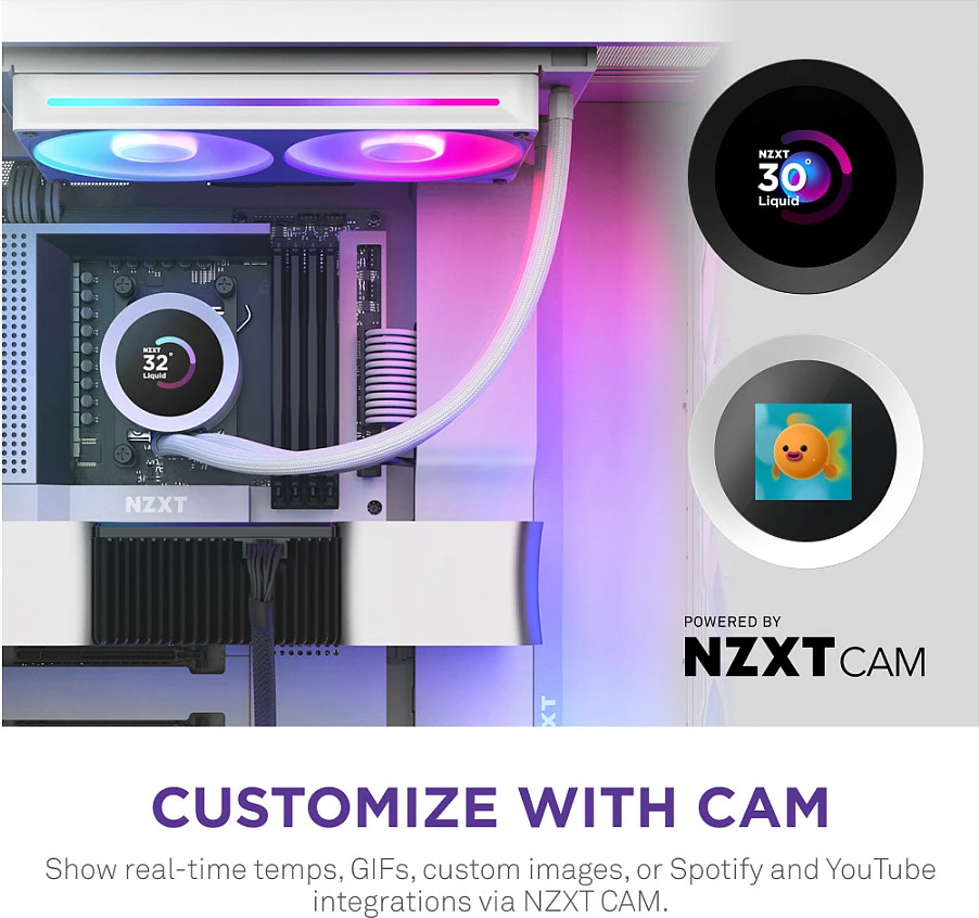 Ftohës uji AIO NZXT Kraken Plus V2 240mm, RGB, Display TFT, i bardhë