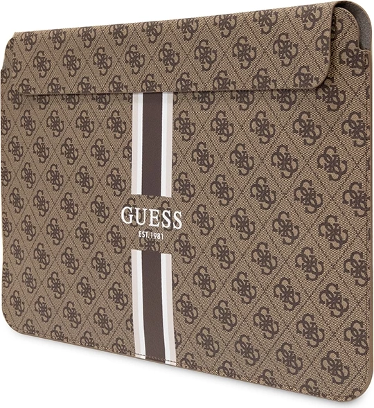Mbështjellës laptopi Guess 4G Printed Stripes, 14", lëkurë ekologjike, Kafe