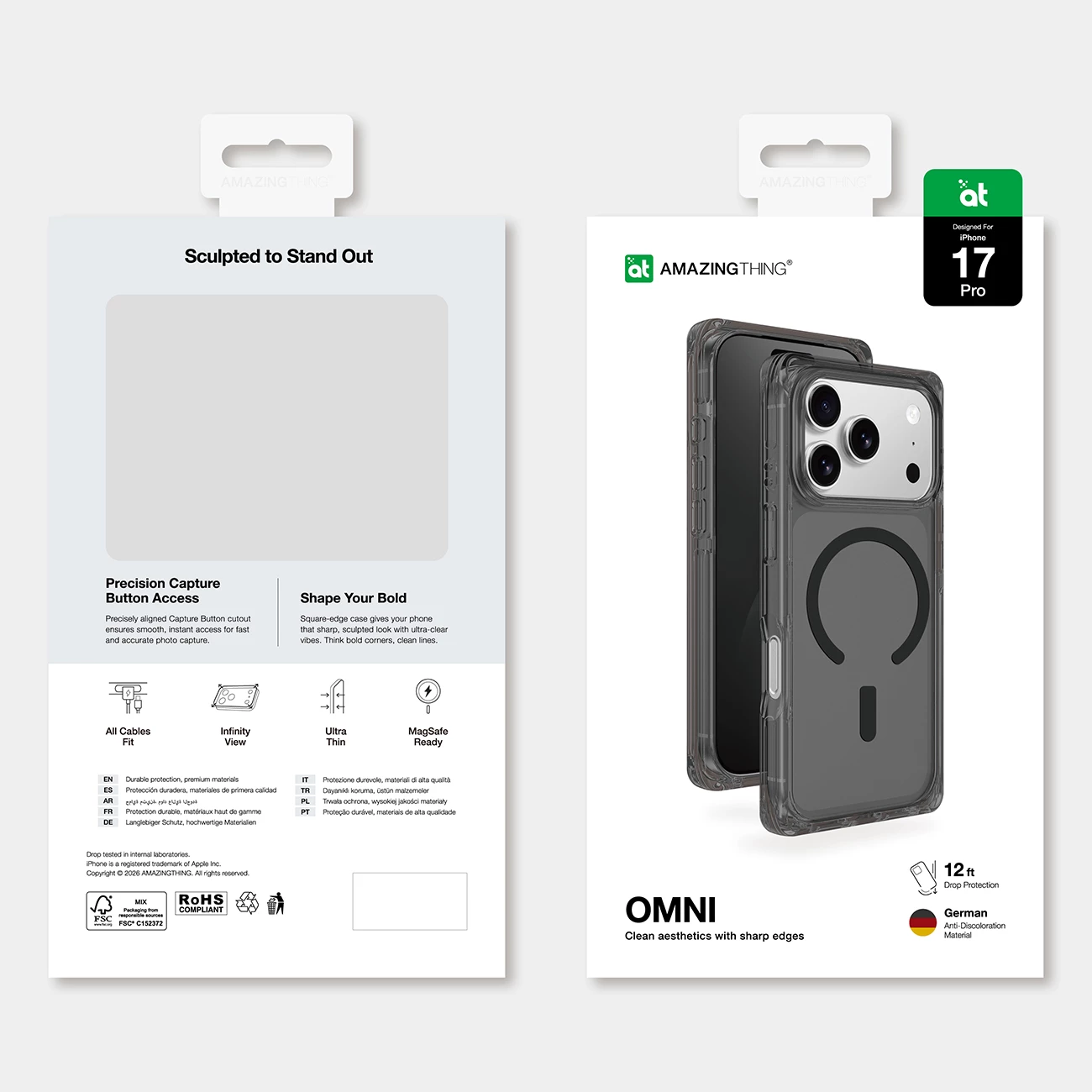 Mbështjellës AmazingThing Omni për iPhone 17 Pro, MagSafe, i zi