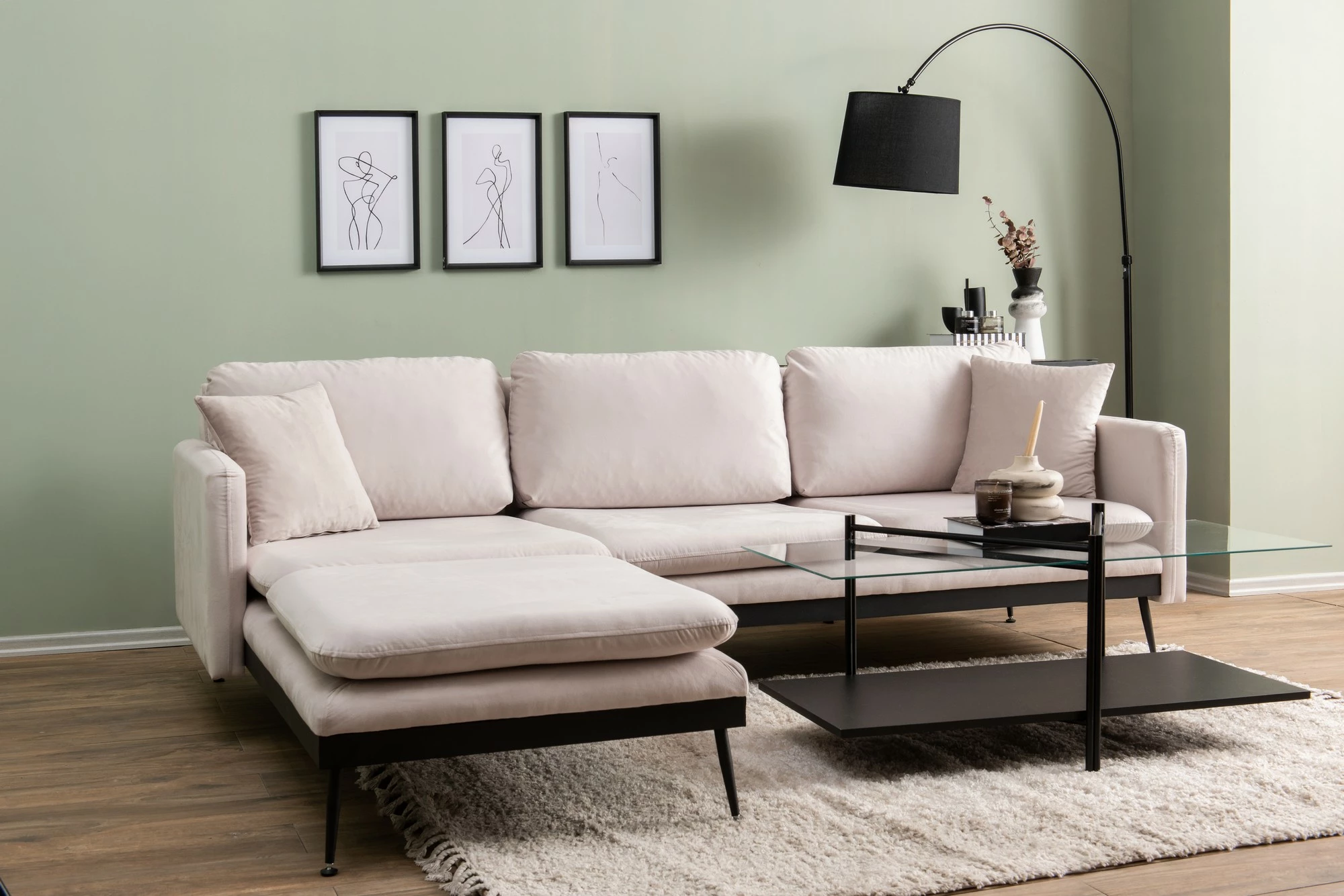 Këndsofa Atelier del Sofa, Reya, ngjyrë ecru
