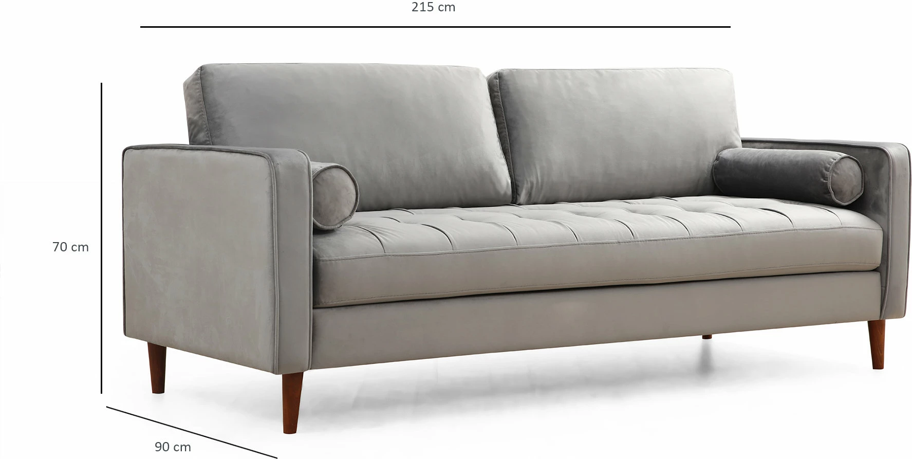 Divan treshe Atelier del Sofa, Rome, ngjyrë gri e çelët
