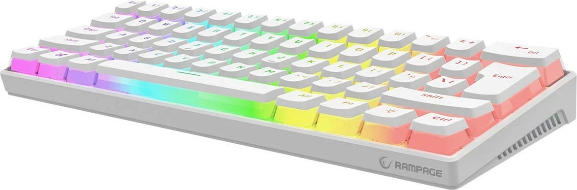 Tastierë gaming Rampage Radiant K11, 60%, RGB, Blue Switch, e bardhë