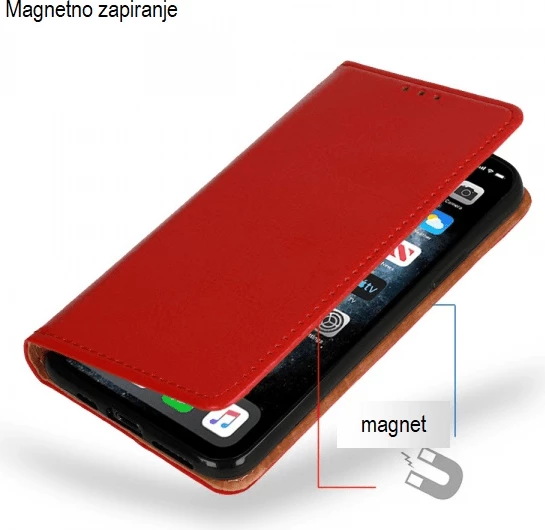 Mbështjellës flip lëkure ONASI 17183 për Samsung Galaxy A34, me magnet, stand dhe xhepa kartelash, i kuq