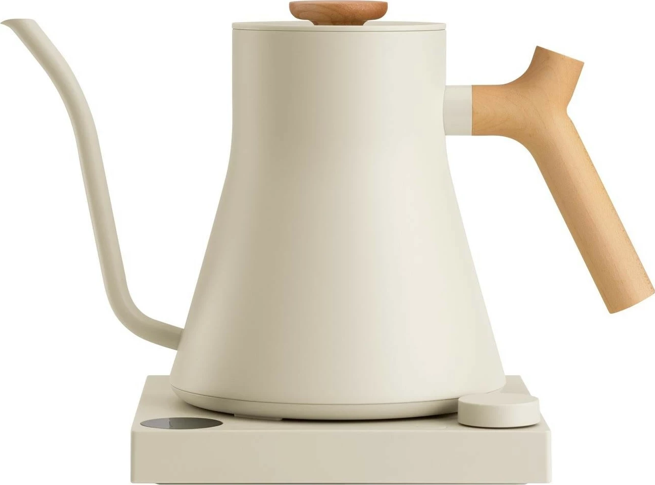 Çajnik elektrik Fellow Stagg EKG Pro, 0.9L, 1200W, kontroll temperature, dorezë druri, bezhë