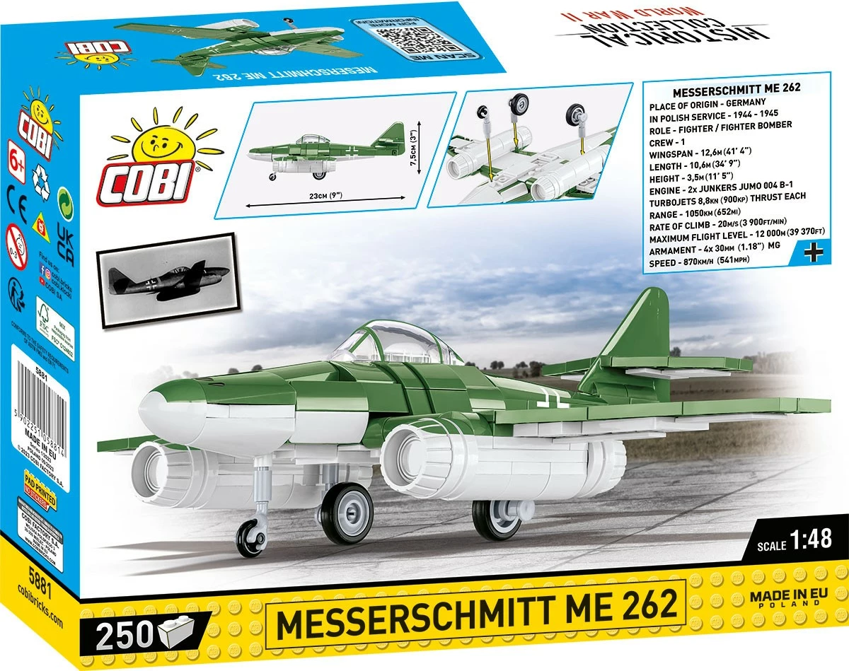Set ndërtimi Cobi Messerschmitt Me 262, 250 pjesë, plastikë, Historical Collection