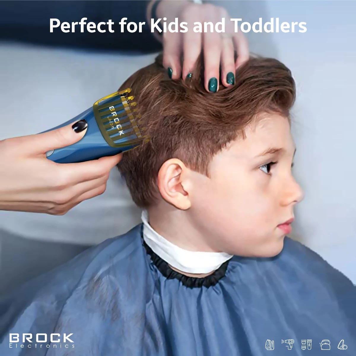 Makinë qethëse flokësh Brock BHC 3001, pa kabllo, bateri 600mAh, IPX6, e zezë/blue/silver