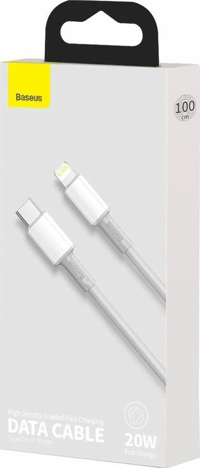 Kabllo USB-C në Lightning Baseus 6953156231955, 2 m, Power Delivery 20W, e bardhë, 1 copë