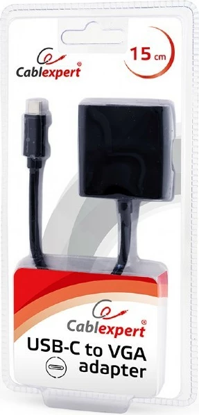 Adapter USB-C në VGA Gembird AB-CM-VGAF-01, 15cm, i zi