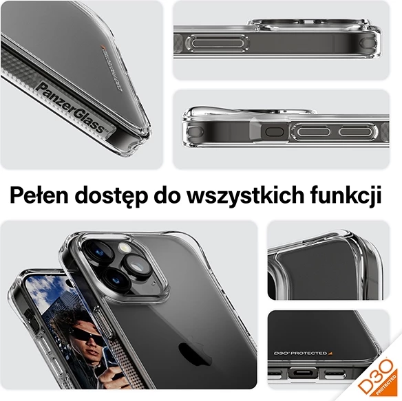 Mbështjellës PanzerGlass HardCase me D3O për iPhone 15 Pro Max, transparent