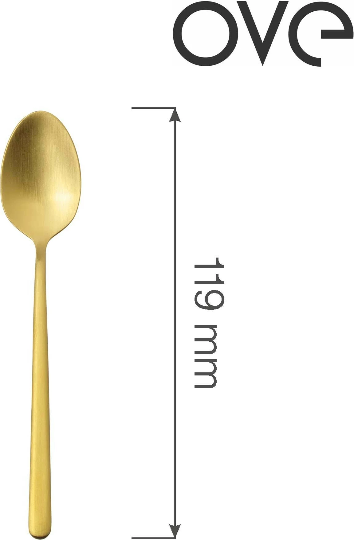 Lugë kafeje OVE Amarone Gold 119 mm, inox 18/10, set 12 copë, ari